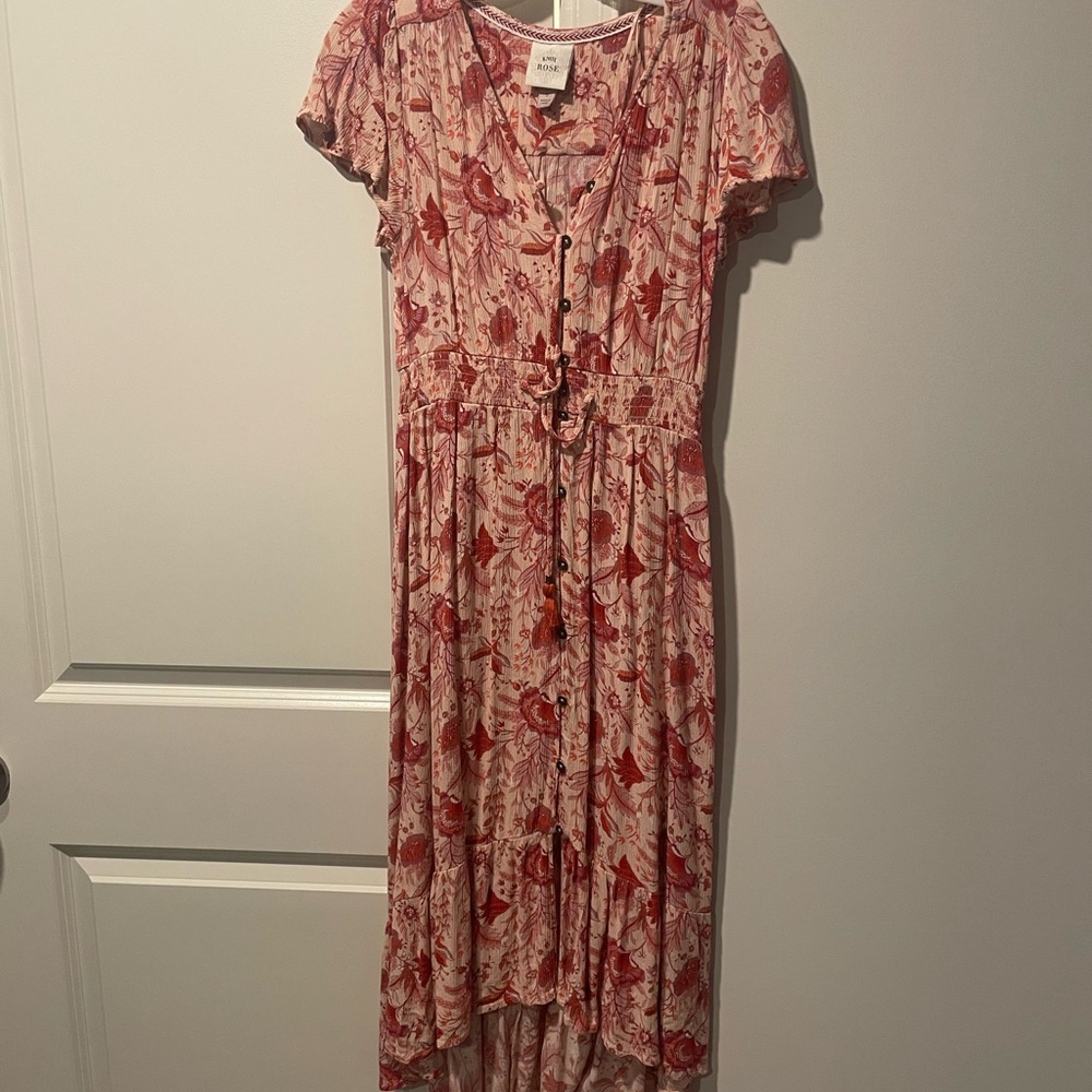 Floral Pink Button-Down Dress